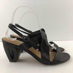 Audley London Sandals Womens 9.5 Brown Strappy Leather Cutout Heels Slingback